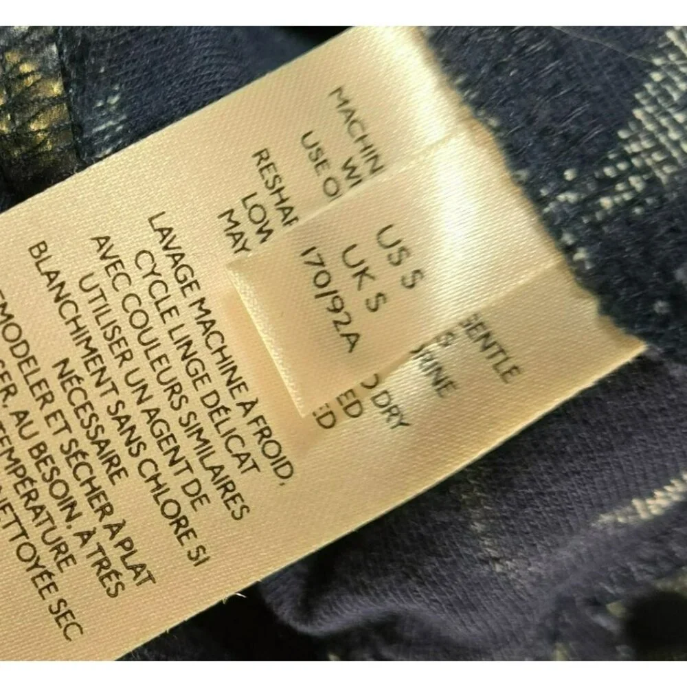 Maeve Anthropologie Lisanne Textured Navy Ivory Tunic Dress Sz S Frayed Circles - Picture 10 of 15